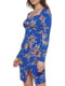 Облегающее синее платье с чашечками в цветочный принт | 6833909 | фото 2