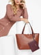 Двостороння коричнево-фіолетова сумка з міні-клатчем. | 6833931 | фото 5