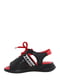 Чорно-червоні босоніжки на шнурівці | 6605098 | фото 3
