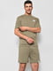 Трикотажний оливковий костюм: футболка та шорти | 6835691 | фото 2