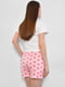 Біло-рожева піжама з принтом: футболка та шорти | 6836107 | фото 3