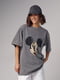Серая футболка oversize с принтом Mickey Mouse | 6838502