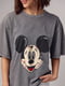 Серая футболка oversize с принтом Mickey Mouse | 6838502 | фото 5