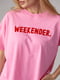 Трикотажна рожева футболка з написом Weekender | 6838532 | фото 4