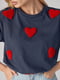 Темно-сіра футболка oversize із сердечками | 6838535 | фото 4