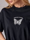 Чорна футболка oversize з принтом метелика | 6838574 | фото 4
