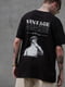 Чорна футболка  Оверсайз з принтом | 6839412 | фото 3