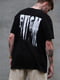 Чорна футболка  Оверсайз з принтом | 6839428 | фото 3