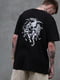 Чорна футболка  Оверсайз з принтом | 6839430 | фото 3