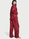 Пижама красная с принтом: рубашка и брюки | 6839560 | фото 2