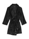 Плюшевый черный халат с поясом | 6840270 | фото 3