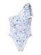 Суцільний блакитний купальник на одне плече в квітковий принт | 6840323 | фото 3