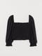 Укороченная черная блуза с присборенным лифом | 5948000