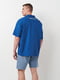 Хлопковая синяя рубашка с принтом | 6840379 | фото 3