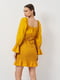 Приталенное желтое платье с вышивкой | 6840463 | фото 3