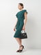 Зеленое платье-футляр с рукавом-флаттером и поясом | 6840468 | фото 3