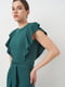 Зеленое платье-футляр с рукавом-флаттером и поясом | 6840468 | фото 4