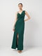 Довга зелена сукня з високим розрізом | 6840502