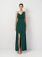 Довга зелена сукня з високим розрізом | 6840502 | фото 3