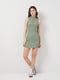 Полосатое зеленое мини-платье с молнией | 6840547 | фото 2