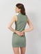Полосатое зеленое мини-платье с молнией | 6840547 | фото 3