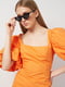 Оранжевое платье-мини с рукавами-фонариками | 6840556 | фото 4
