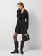 Расклешенное черное платье-жакет, украшенное складками | 6840571 | фото 2