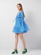 Вільна синя сукня-міні з розкльошеними рукавами | 6840578 | фото 2