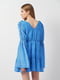 Свободное синее платье-мини с расклешенными рукавами | 6840578 | фото 3