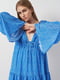 Свободное синее платье-мини с расклешенными рукавами | 6840578 | фото 4