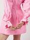 Расклешенное розовое платье-рубашка с завязками на рукавах | 6840583 | фото 4