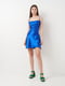 Синее платье-мини со шнуровкой на спинке | 6840590 | фото 2