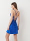 Синее платье-мини со шнуровкой на спинке | 6840590 | фото 3