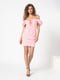Приталена рожева міні-сукня з пишними рукавами | 6840592 | фото 2