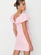 Приталенное розовое мини-платье с пышными рукавами | 6840592 | фото 4