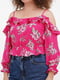 Топ-блузка рожевого кольору в квітковий принт | 6840616 | фото 3