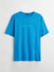 Хлопковая синяя футболка с принтом | 6840624 | фото 2