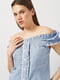 Голубая блуза с вырезом-лодочкой | 6844360 | фото 4