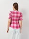 Рожева блуза в клітку з коротким рукавом | 6844361 | фото 3