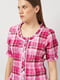 Розовая блуза в клетку с коротким рукавом | 6844361 | фото 4