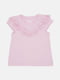 Рожева бавовняна футболка з воланами | 6844403