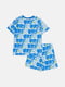 Бавовняна синя піжама: футболка та шорти | 6844405 | фото 2