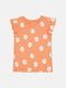 Оранжевая хлопковая футболка в цветочный принт | 6844426
