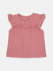 Темно-розовое хлопковое платье с рюшами | 6844437
