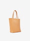 Светло-оранжевая кожаная сумка шопер на молнии | 6838473 | фото 3