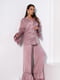 Темно-рожевий сатиновий костюм з воланами | 6844991 | фото 2