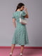 Зелена ретро сукня з кольоровим принтом і розрізом | 6845024 | фото 3