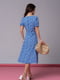 Синя ретро сукня з кольоровим принтом і розрізом | 6845027 | фото 3