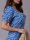 Синя ретро сукня з кольоровим принтом і розрізом | 6845027 | фото 4