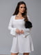 Біла коротка сукня з розкльошеними рукавами | 6845034 | фото 4